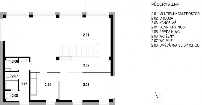 ATELIER 38 s.r.o. , Stavební úpravy firmy Steel Partner a Multifunkční objekt - půdorys 2.N.P.