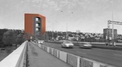 Návrh studentského bydlení v Holešovicích, vizualizace, Richard Múdrý.