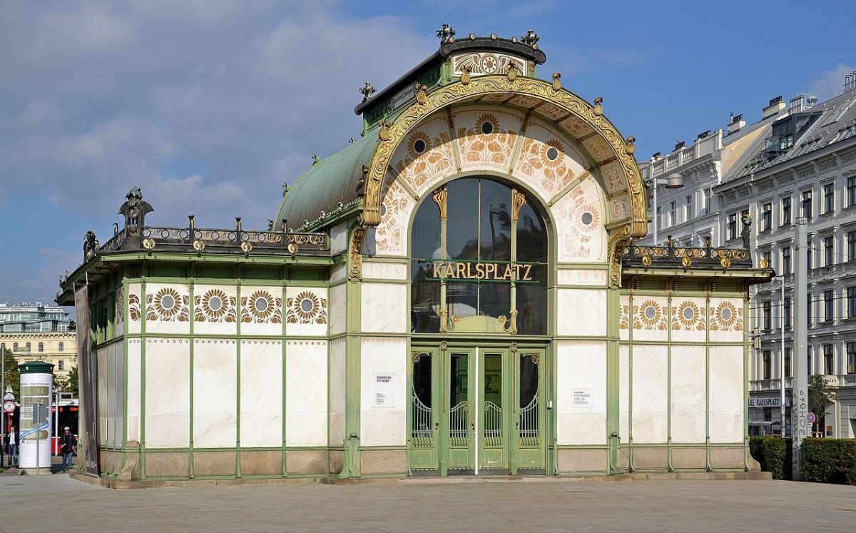 Pavilon stanice metra na Karlově náměstí ve Vídni od Otto Wagnera