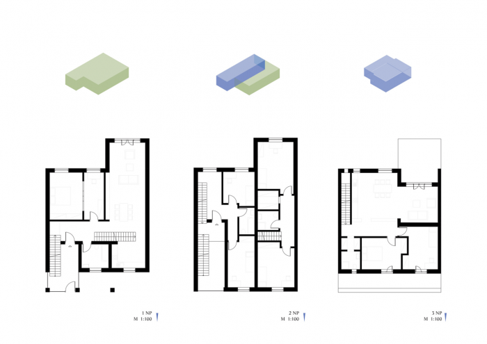 Anna Cisariková, Tovární bytový dům / Hrádek nad Nisou, typy bytů - foto