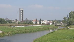 Vizualizace Šantovka Tower při pohledu z jihu, z. s. Za krásnu Olomouc