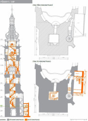 architekti chmelík & partneři, dostavba pokladny a rekonstrukce Bílé věže v Hradci Králové, půdorys 3.NP, výkres