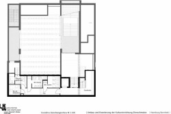 Cínová huť v Hamburku, půdorys mezipatra, LRW Architekten