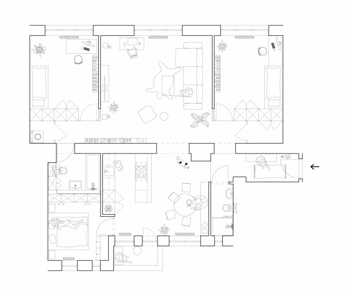 Byt P, TOITO architekti, půdorys
