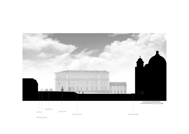 Jiří Lukáš, Centrum Jablonného v Podještědí, prostranství před bazilikou, situace – foto