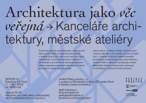 Městské architektonické kanceláře budou tématem druhé přednášky cyklu Architektura, věc veřejná