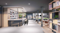 Restaurace nebude sloužit jen pro hotelové hosty, ale také hosty z okolí Letňan. (Vizualizace)