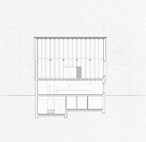Budova restaurace Das Waldhorn v německém Kirchheim unter Teck, KO/OK Architektur a Studio Berardi, řez