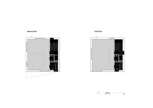 plusminusarchitects, Rodinný dom Dlhé Diely, Bratislava, půdorys 2. NP a 3. NP – foto