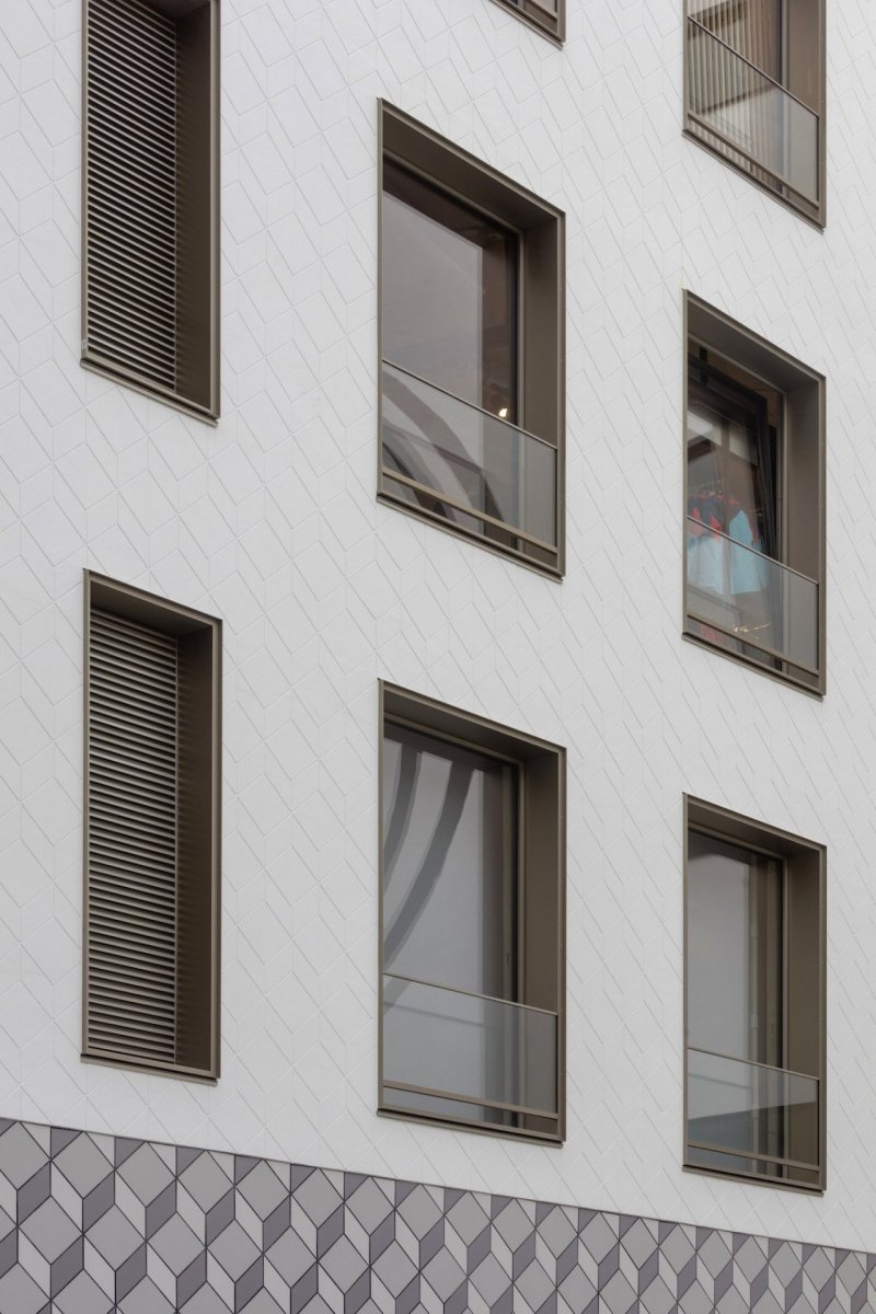 Dům sportu Schuster v Mnichově s fasádou StoSignature Graphic, Ochs Schmidhuber Architekten. Foto: Gerhard Hagen