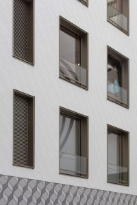 Dům sportu Schuster v Mnichově s fasádou StoSignature Graphic, Ochs Schmidhuber Architekten. Foto: Gerhard Hagen