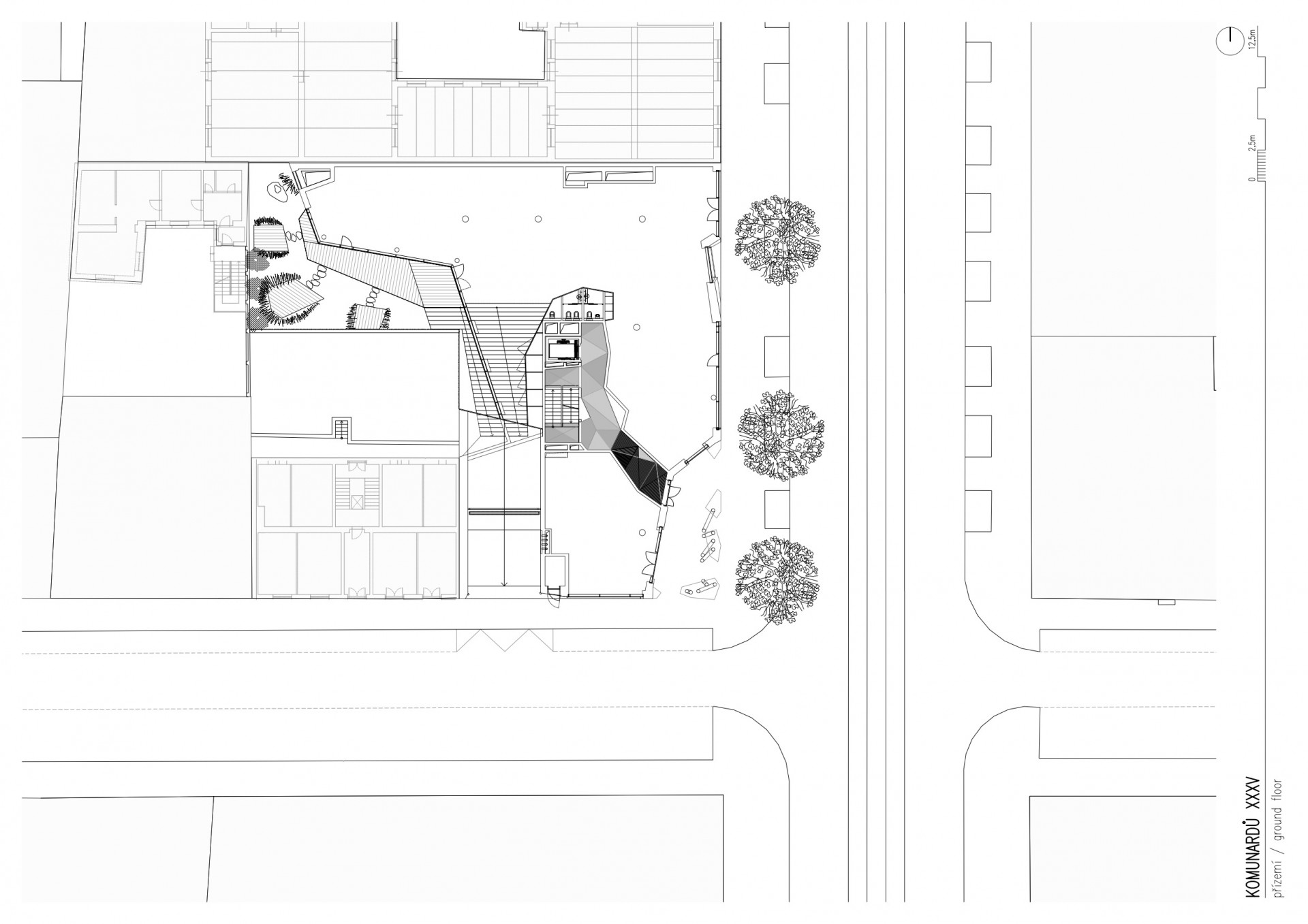 Komunardů XXXV, FIALA+NEMEC, půdorys přízemí