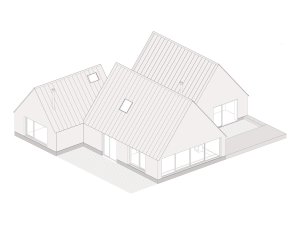 Rodinnů dům Hatley v kanadské provincii Québec, Pelletier de Fontenay + François Abbott, axonometrie