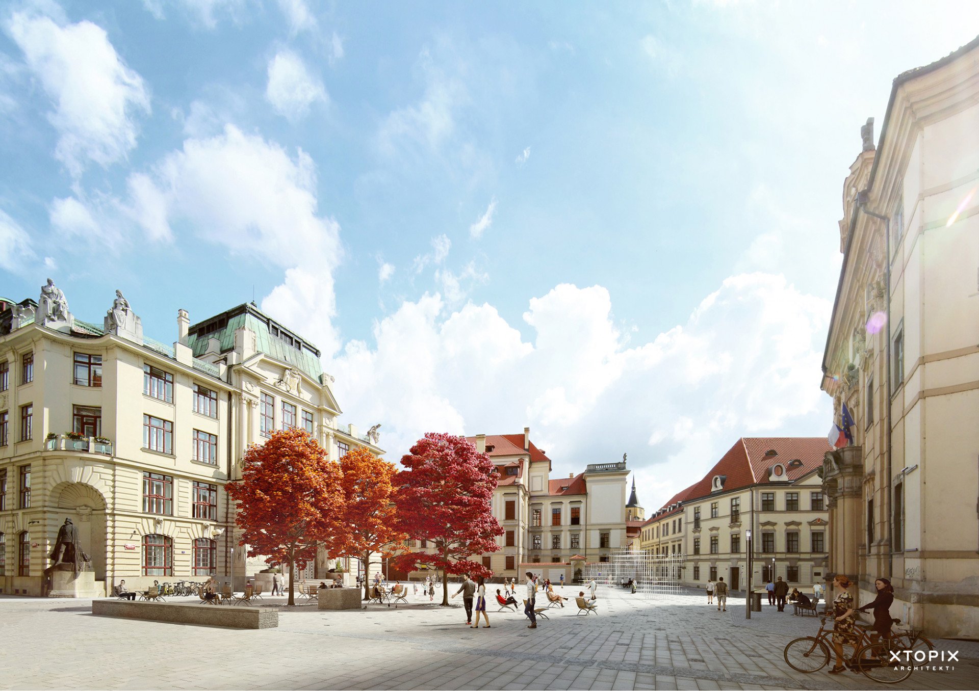 Mariánské náměstí v centru Prahy - navrhovaná proměna od studia XTOPIX. Zdroj: XTOPIX