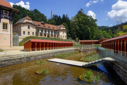 Dušan Jurkovič v areálu Slunečních lázní navázal na typologii plováren. (Sluneční lázně v Luhačovicích, TRANSAT architekti)