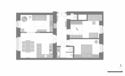 Mio architects, Rekonstrukce bytu v Šumavské ul., půdorys nový – foto