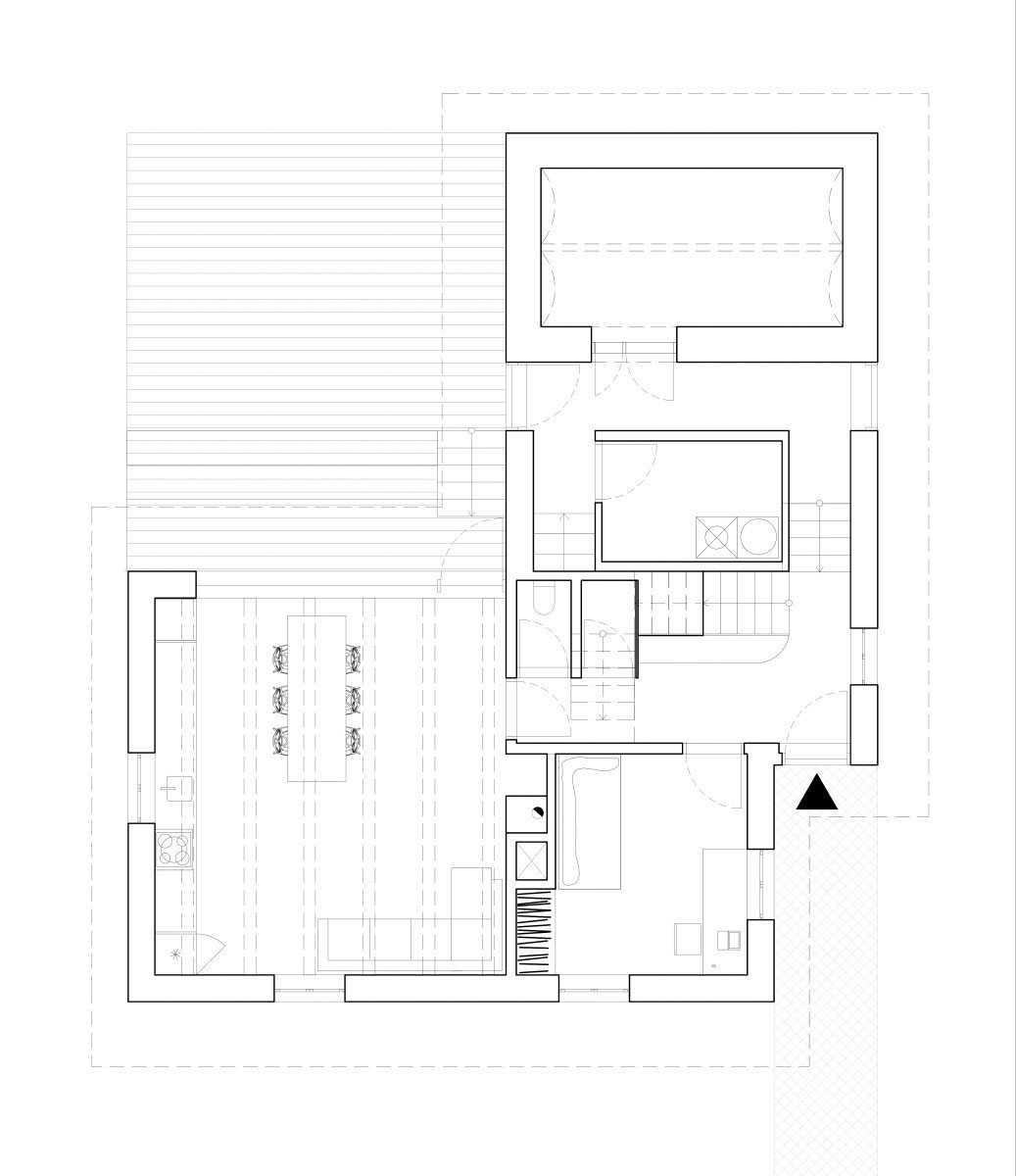 Půdorys 1.NP (Chata Lipka na Šumavě, Harazim Karel Architektura)