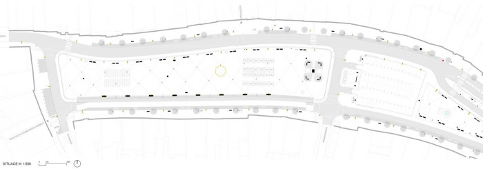 Kašna na Karlově náměstí v Třebíči, situace, H3T Architekti