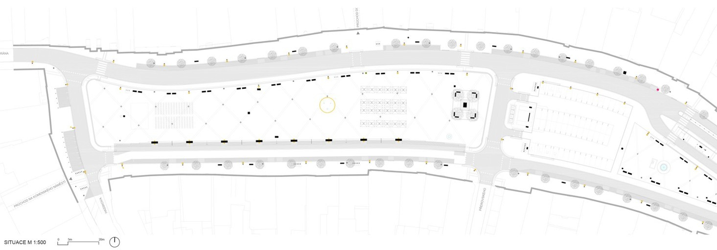 Kašna na Karlově náměstí v Třebíči, situace, H3T Architekti