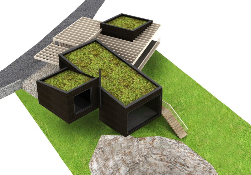 Víkendový dům nad lomem, BLOK architekti, axonometrie