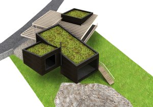 Víkendový dům nad lomem, BLOK architekti, axonometrie