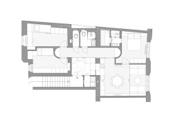 Půdorys - navrhovaný stav (Rekonstrukce bytu v Praze, No Architects)