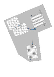 Půdorys vodojemů (Rekonstrukce areálu vodojemů na Žlutém kopci v Brně, David Prudík architekti)