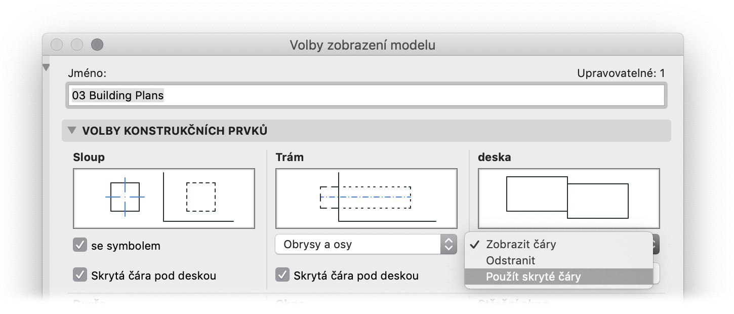 ARCHICAD 23 - Volby zobrazení modelu