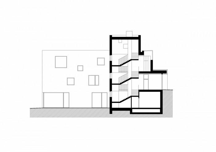 Pavilon Baarova, řez, Aulík Fišer architekti