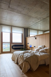 Pohled do ložnice (Panelákový byt Nad obzorem; Iva Hájková Studio)