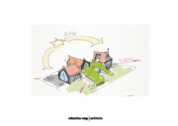 Rodinný dům Lužianky, skica, Sebastian Nagy