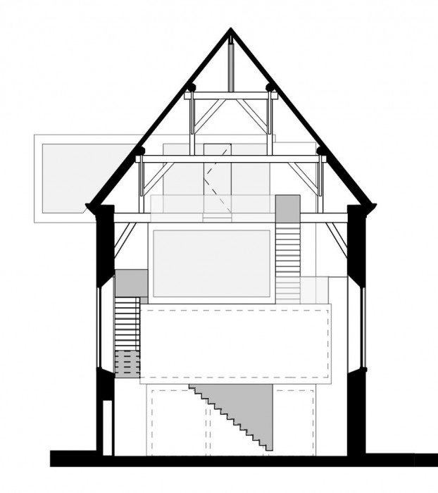 The Waterdog, vestavba architektonického studia do kaple, Klaarchitectuur
