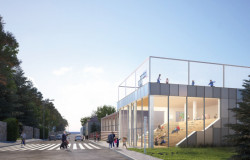 Přístavba školy vytváří nový vstup z ulice Nad Kazankou, MAS Architects.