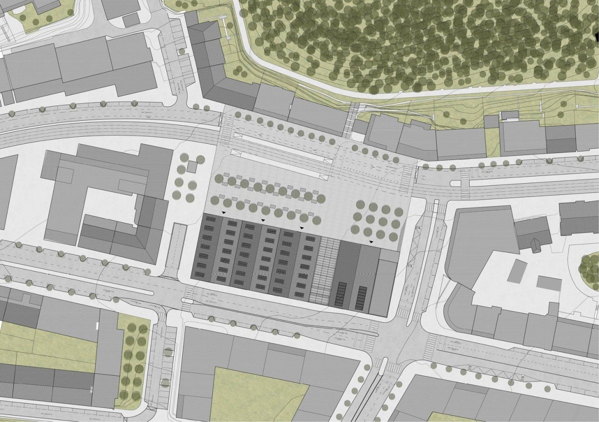 Subcentrum Klamovka - Nové lokální centrum v Plzeňské ulici, situace, Klára Jeníková