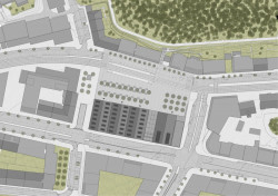 Subcentrum Klamovka - Nové lokální centrum v Plzeňské ulici, situace, Klára Jeníková