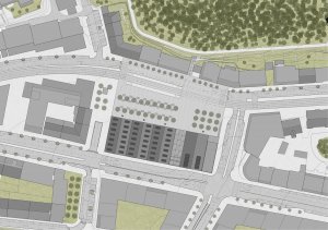 Subcentrum Klamovka - Nové lokální centrum v Plzeňské ulici, situace, Klára Jeníková