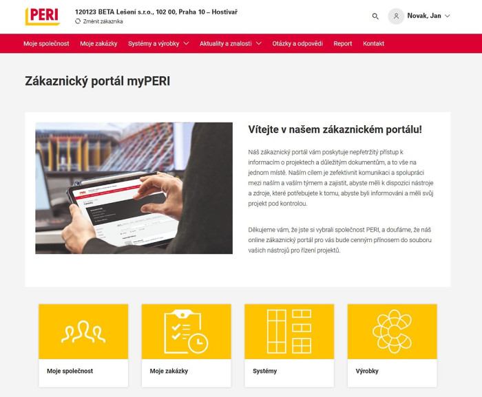 myPERI portál - Efektivní správa stavebních projektů