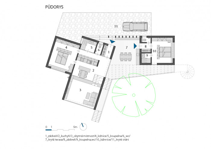 Víkendový dům nad lomem, BLOK architekti, půdorys