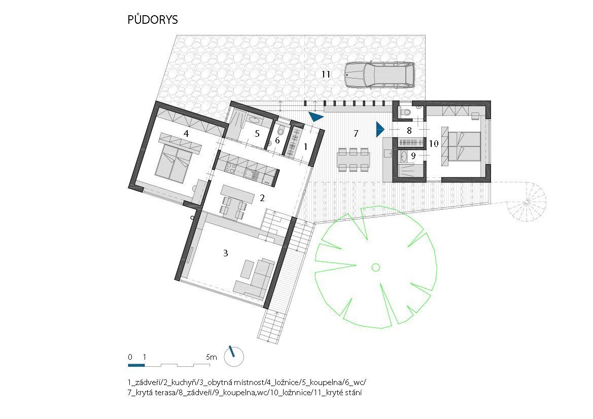 Víkendový dům nad lomem, BLOK architekti, půdorys