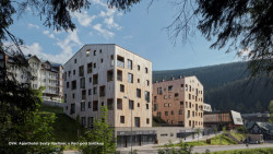 Vítězem Krkonošské ceny za architekturu 2022 se stal Aparthotel Svatý Vavřinec v Peci pod Sněžkou navržený architekty ze studia Opočenský Valouch architekti