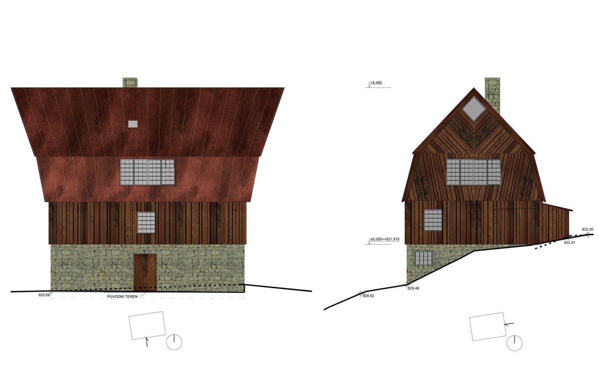 Přestavba chaty ve Svatém Petru, Znamení čtyř - architekti