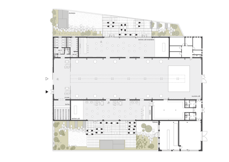 Juraj Hubinsky atelier, Event House Žilina, půdorys 1. NP – foto