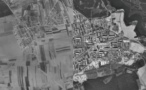 Sídliště Jižní Město se stalo symbolem československých sídlišť. Srovnání z let 1945 a 1988-89.