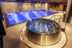 Komerční wellness v Resortu Aldrov: Bazénová hala s nerezovým plaveckým bazénem a nerezovou vířivkou 