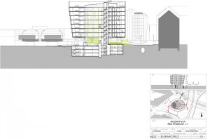 Administrativní budova Green Point, AHK Architekti. PODÉLNÝ ŘEZ