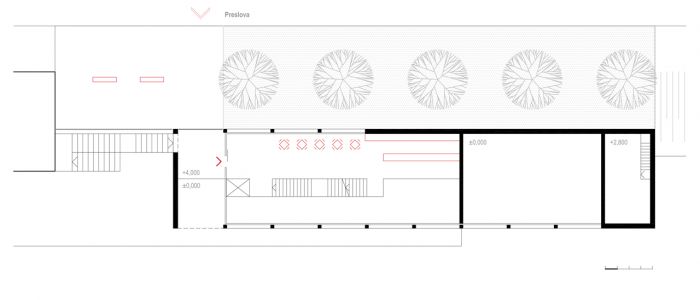 ARCHTEAM, Centrum obnovy památek 20. století,  půdorys 1. NP – foto