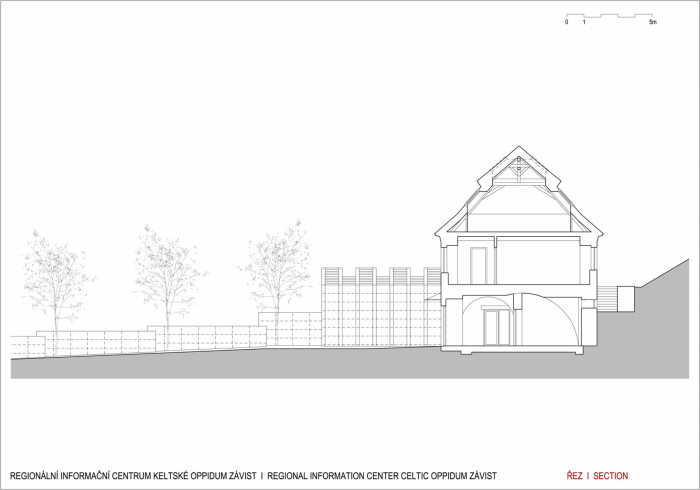 Regionální informační centrum Keltské oppidum Závist, MFA - řez