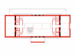 Revitalizace nádraží Bubny na Památník ticha, půdorys 3NP, ARN Studio