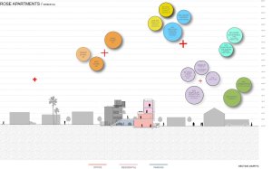 Řez: Celých 92 % krajinných úprav tvoří původní druhy rostlin. (Rose Apartments v Los Angeles, Brooks & Scarpa)