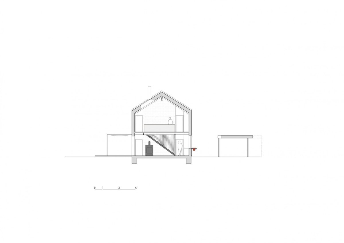 Rodinný dům v Letech, Mimosa architekti, řez